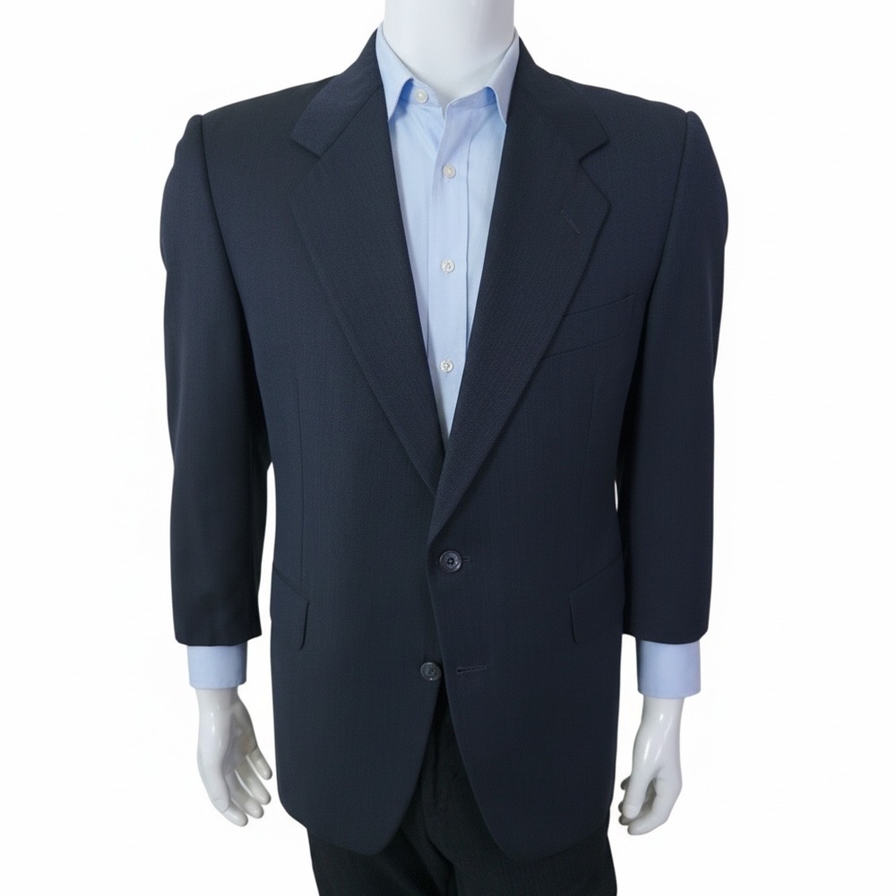 Hickey Freeman Loro Piana Super 120s Navy Herrington Wool Blazer 43S USA